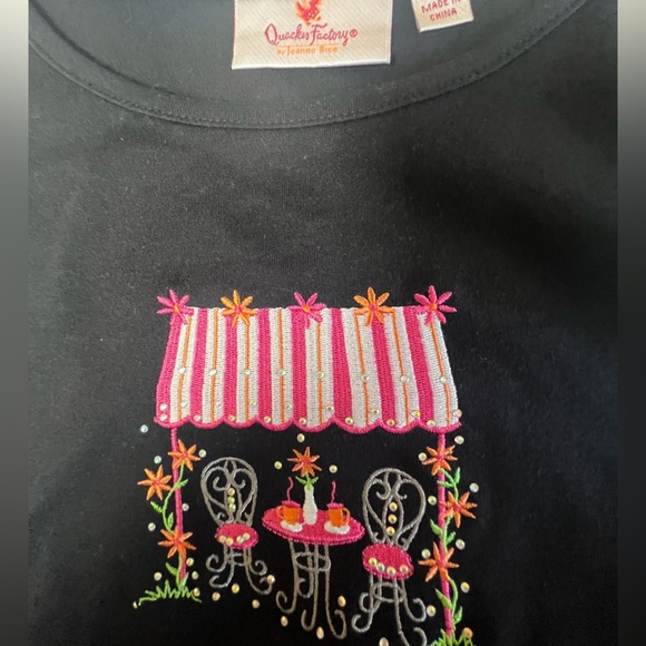 QUAKER FACTORY BY JEANNE BICE BLACK SLEEVELESS TOP SIZE LARGE  EMBROIDERED - Picture 8 of 9